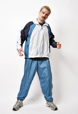 Vintage 90s tracksuit set men's blue white Old School retro