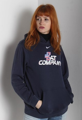 VINTAGE NIKE CENTRE SWOOSH LOGO HOODIE BLUE RL
