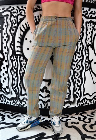 CHECKERED COTTON TROUSERS