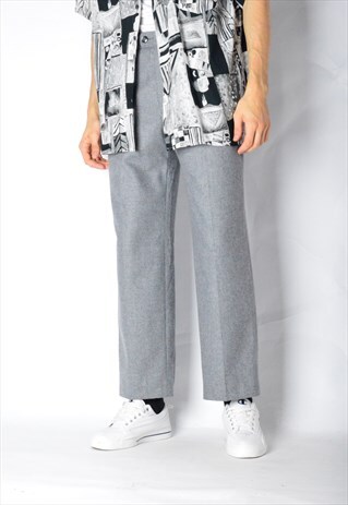 VINTAGE 90S GREY WOOL BLEND PANTS
