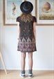 BROWN SOFT SHORT SLEEVE PRINTED DRESS