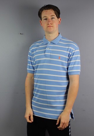 VINTAGE POLO RALPH LAUREN POLO SHIRT IN BLUE WITH EMBROIDERE