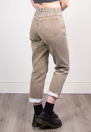 90'S VINTAGE BEIGE HIGH WAIST MOM STYLE JEANS
