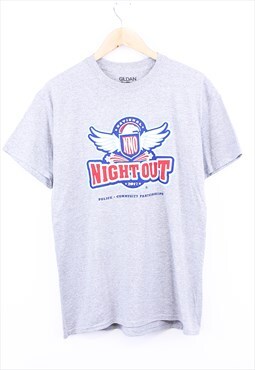 Vintage USA Graphic Tee Grey With Contrast Night Out Print 