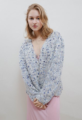 VINTAGE 70S ROMANTIC TEXTURED BUBBLE KNIT CARDIGAN WOMEN S/M