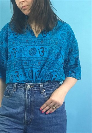 VINTAGE THAI PRINT IBIZA FESTIVAL TUNIC SHIRT TOP