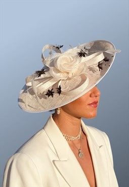 Vintage Disc Wedding Occasion Hat, White