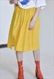 VINTAGE 90S SUMMER DOTTED YELLOW MIDI WRAP SKIRT XS