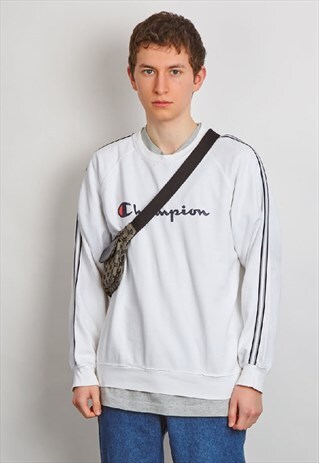 VINTAGE 90'S CHAMPION LOGO WHITE SWEATER