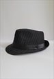 BLACK BRITISH STRIPE JAZZ HAT 