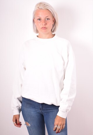 FILA WOMENS VINTAGE SWEATSHIRT JUMPER XL WHITE 90S