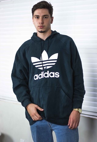 VINTAGE ADIDAS HOODIE SWEATSHIRT LOGO 90S L 24.4