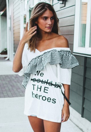 FRILLED GINGHAM TEE