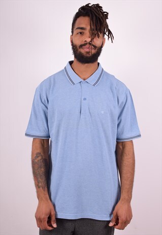 CHAMPION MENS VINTAGE POLO SHIRT XXL BLUE 90S