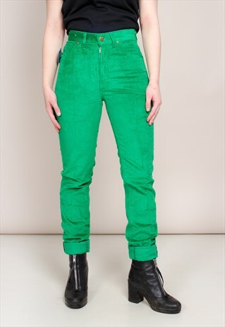 VINTAGE 80S GREEN CORDUROY SKINNY LEE JEANS