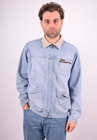 WRANGLER MENS VINTAGE DENIM JACKET MEDIUM BLUE 90S