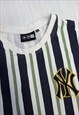 SHORT SLEEVED T-SHIRT NAVY GREEN WHITE STRIPED COTTON