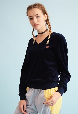 90'S RETRO ATHLEISURE VELVET HERITAGE SWEATSHIRT JUMPER