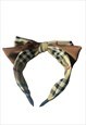 CHECK BOW HEADBAND IN BROWN