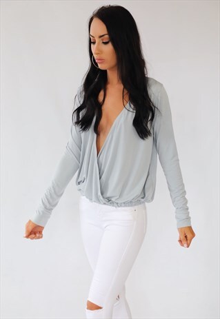 LIGHT GREY OPEN JERSEY SUMMER TOP