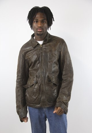 VINTAGE TIMBERLAND BROWN LEATHER JACKET