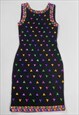 A.J. Bari Vintage Black 80's Beaded Embellished Black Dress