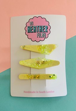 3 Yellow Hair Clips