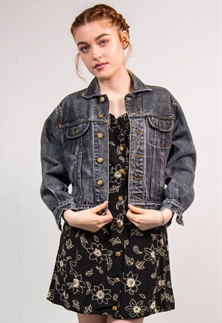 90'S VINTAGE LEE FADED BLACK DENIM JACKET