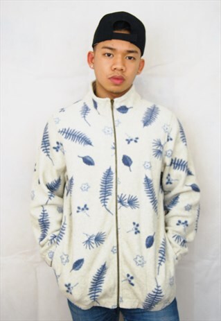 CRAZY PRINT ZIP UP FLEECE TOP (1990'S)