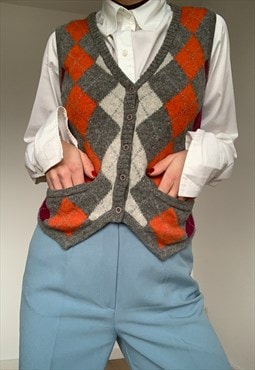 Vintage Wool  Blend Plaid Vest