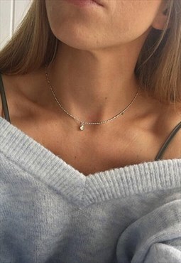 Mila - Silver drop crystal necklace 