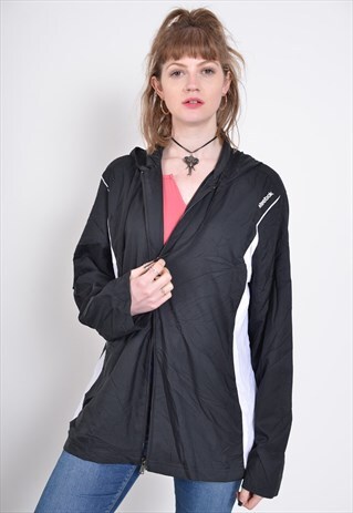VINTAGE REEBOK HOODED SHELL JACKET BLACK