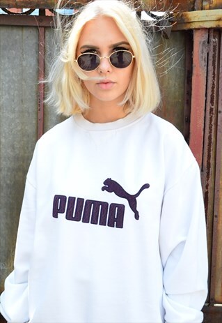 PUMA VINTAGE 90S WHITE SWEATSHIRT