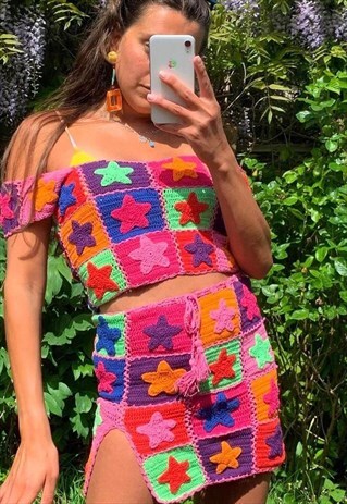 WILD ORANGE TREE STARRY HANDMADE CROCHET CROP TOP