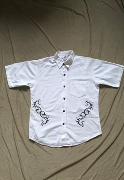 White Tribal Pattern Shirt 