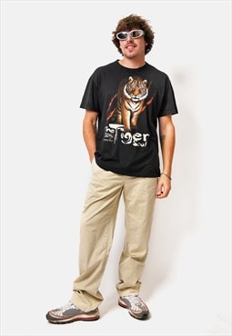 Vintage Tiger print t-shirt in black colour for men 90s