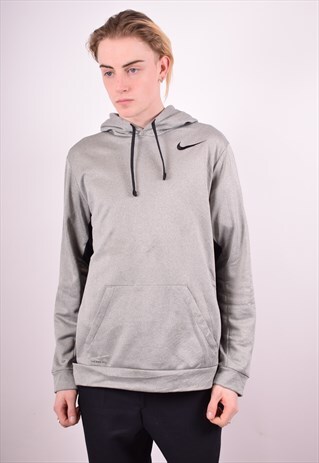 NIKE MENS VINTAGE HOODIE JUMPER LARGE GREY 90S