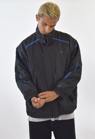 VINTAGE 90S BLACK CHAMPION JACKET COAT