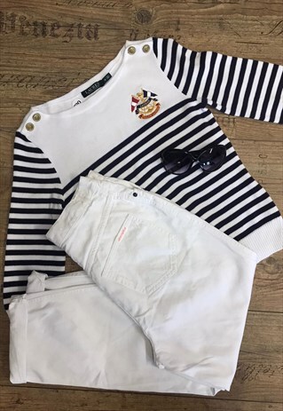 RALPH LAUREN STRIPED BOAT NAVY & WHITE KNITTED JUMPER