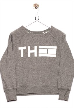Vintage Tommy Hilfiger  Sweatshirt TH Logo Print Grey