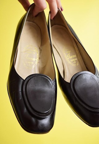 70'S RETRO MINIMALIST SCANDI FAUX LEATHER PUMPS SHOES