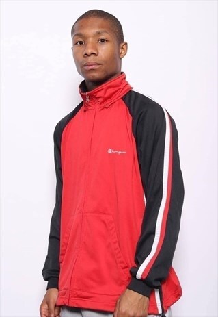 VINTAGE CHAMPION LOGO TRACK JACKET RED