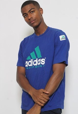 VINTAGE ADIDAS EQUIPMENT LOGO T-SHIRT BLUE