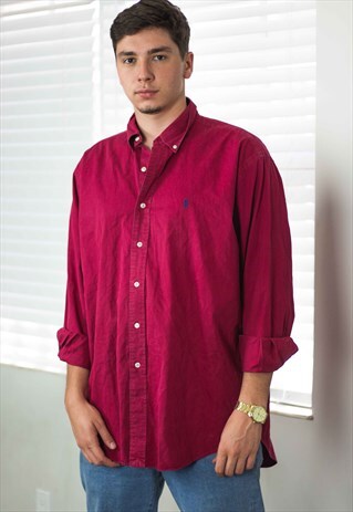 VINTAGE POLO RALPH LAUREN SHIRT LOGO 90S L 13.2