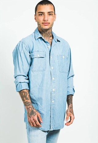 VINTAGE 80S POLO RALPH LAUREN DENIM SHIRT / S5269