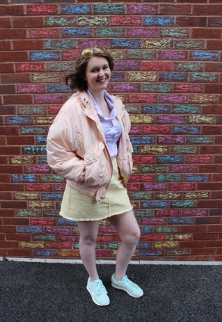 VINTAGE ELLESSE PASTEL PALE PINK SKI JACKET SNOWFLAKE PRINT