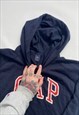 VINTAGE 90S GAP NAVY HEAVY COTTON EMBROIDERED HOODIE