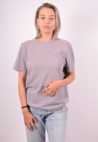 KENZO WOMENS VINTAGE T-SHIRT TOP MEDIUM GREY 90'S