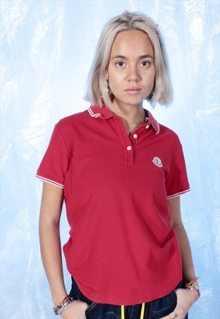 VINTAGE MONCLER RED POLO TEE