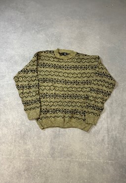 Vintage Dockers Knitted Jumper Patterned Grandad Sweater